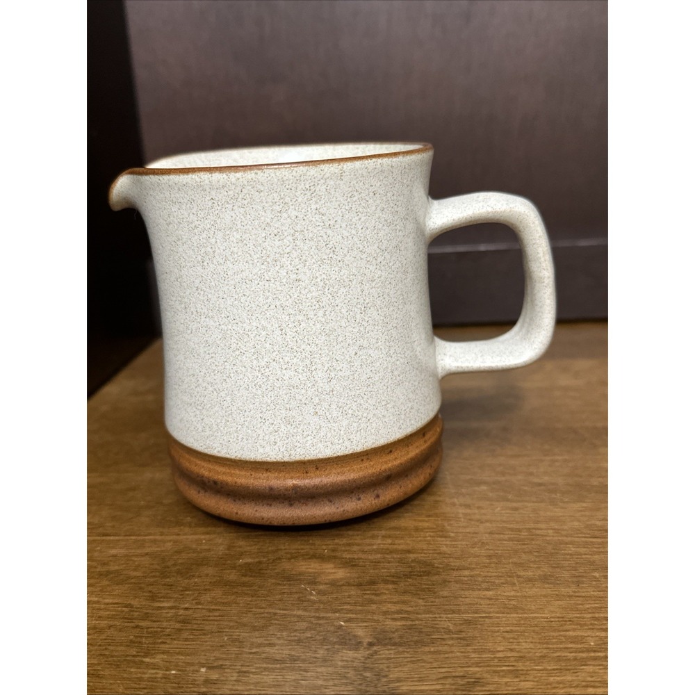 Denby Creamer Stoneware Potters Wheel Rust 4" Tall Beige Glazed England Vintage